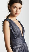 Thumbnail for your product : Monique Lhuillier Bridesmaids Metallic Ruffle Gown with V Neckline