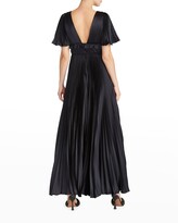 Thumbnail for your product : AMUR Ivy Pleated Satin Plunge Dress