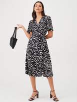 Thumbnail for your product : Very Vienna Wrap Frill Midi Dress - Animal Print