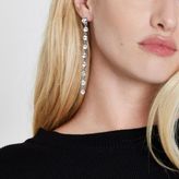Thumbnail for your product : River Island Womens White silver tone diamante drop earrings