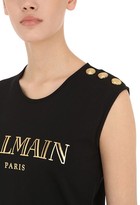 Thumbnail for your product : Balmain Logo Print Cotton Jersey Tank Top