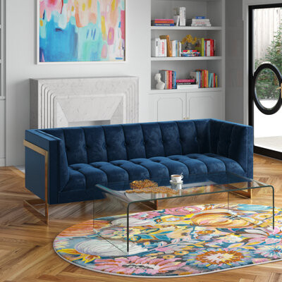 Belva 83.5" Velvet Square Arm Sofa