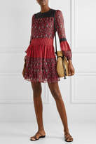 Thumbnail for your product : MICHAEL Michael Kors Paneled Printed Georgette And Fil Coupe Chiffon Mini Dress - Red