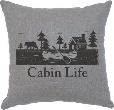 Wooded River Cabin Life Linen Pillow