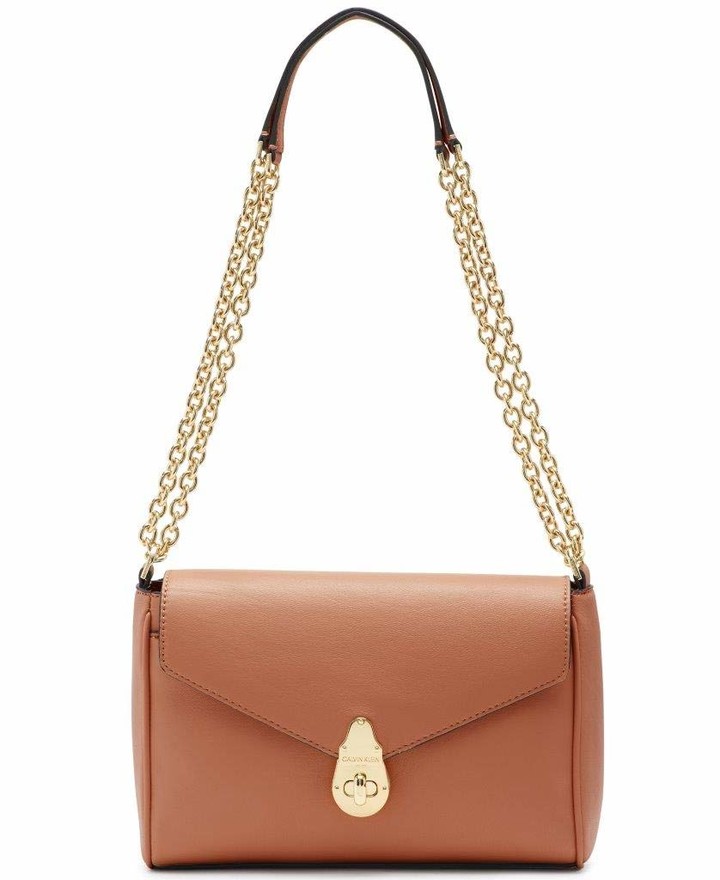 Calvin Klein Soft Lock Lamb Leather Convertible Crossbody Shoulder Bag