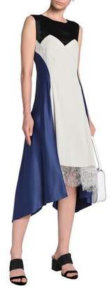 Koché Lace-trimmed Color-block Crepe And Silk-satin Midi Dress