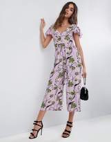 Thumbnail for your product : ASOS Design Jumpsuit with Twist back and Frill Detail in Floral Print