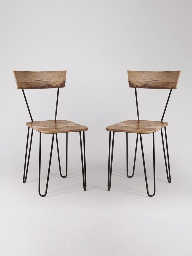 Swoon Setof 2Kyoto Dining Chairs Natural Mango Wood/Black ShopStyle Furniture