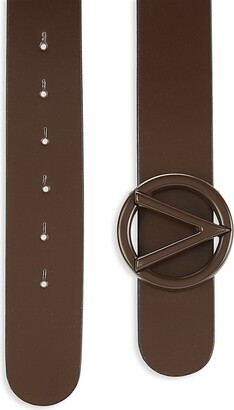 VALENTINO BY MARIO VALENTINO Circular Logo Buckle Brown (Caramel) Leather  Belt