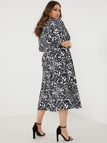 Thumbnail for your product : Quiz Curve Black and Cream Leopard Print Wrap Dress - Black