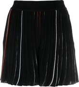 Contrast-Stripe Pleated Shorts 