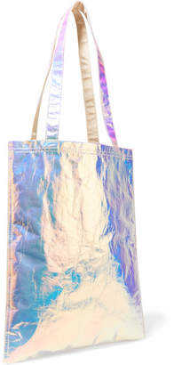 Farah Sies Marjan Iridescent Crinkled-cotton Canvas Tote - Silver