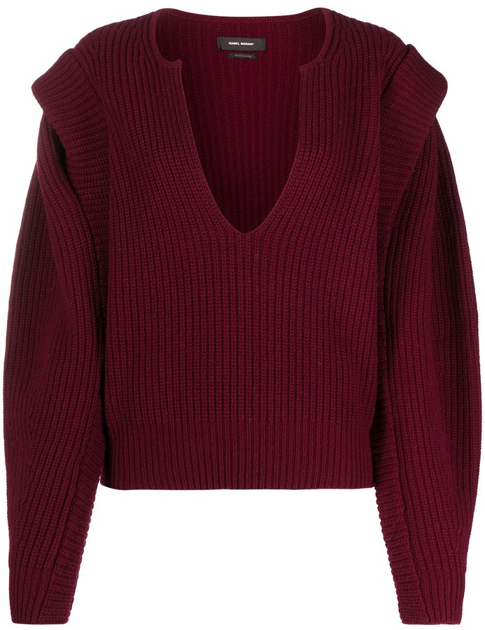 v neck ribbed jumper