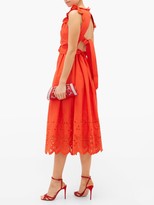 Thumbnail for your product : Self-Portrait Brodie Anglaise Cotton-poplin Maxi Dress - Orange