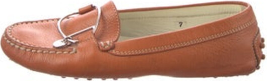 Tod's Leather Loafers Orange Round-Toes Unfortunately due to restrictions this item may not be eligible for shipping in all areas.