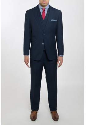 English Laundry Men's Slim Fit Suit Mid Blue Subtle Plaid