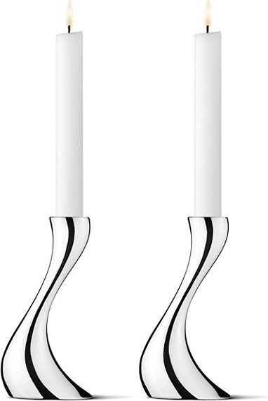 Georg Jensen Cobra Candleholder, Set of 2 in Grey, Size: 6.3 "