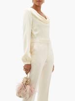 Thumbnail for your product : Rebecca De Ravenel Laura Cowl-neck Hammered-silk Blouse - Ivory