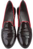 Thumbnail for your product : Stuart Weitzman Patent Leather Round-Toe Loafers