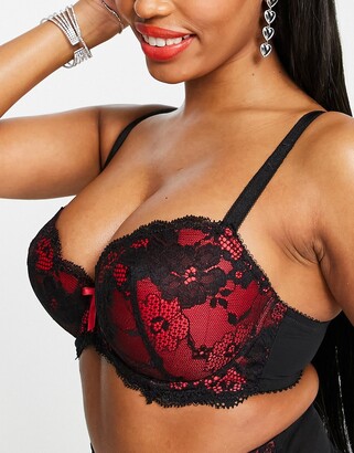 Pour Moi? Pour Moi Amour Fuller Bust padded balconette bra in black and red