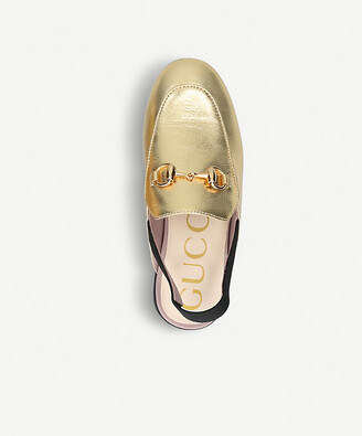 Gucci Princetown metallic leather slingback loafers 4-8 years