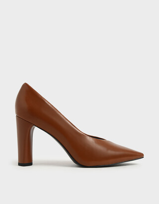 Charles & Keith Two-Tone Textured Cylindrical Heel Pumps