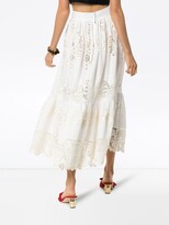 Thumbnail for your product : Dolce & Gabbana Tiered Lace Detail High Waisted Midi Skirt