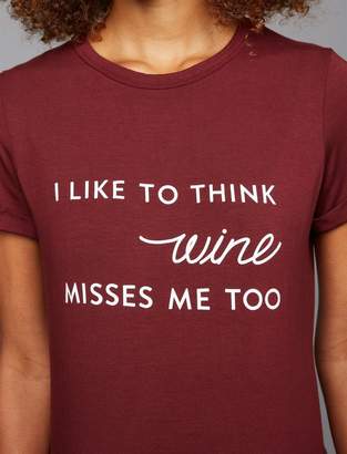 A Pea in the Pod Wine Misses Me Cuff Sleeve Maternity Tee