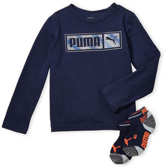 Puma Toddler Boys) Two-Piece Navy Long Sleeve Logo Tee & Sock Set
