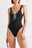 Thumbnail for your product : Les Girls Les Boys - Lace-up Swimsuit - Black
