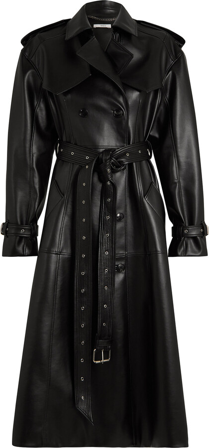 Safiyaa Emy Faux Leather Trench Coat - ShopStyle