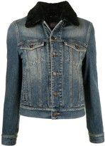 Thumbnail for your product : Saint Laurent Shearling-Trim Collar Denim Jacket
