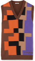 Miu Miu - Color-block Intarsia Wool Top - Brown