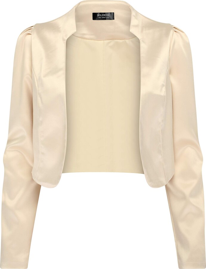 Bolerose Formal Long Sleeve Satin Bolero Shrug Occasion Jacket (Champagne -  ShopStyle Cardigans