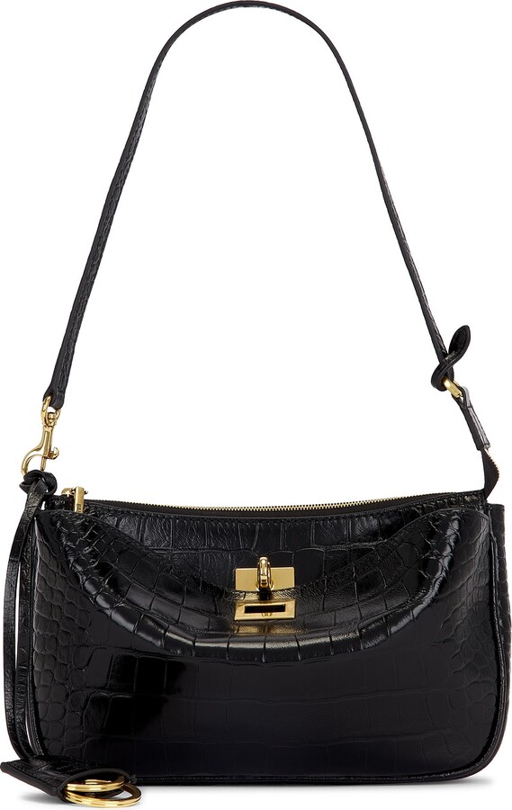 Balenciaga Rodeo Sling Embossed Croc Pochette Bag in Black