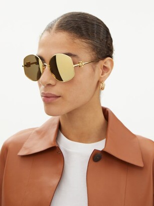 Loewe Eyewear - Oversized Mirrored Round Metal Sunglasses - Gold