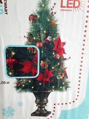 Martha Stewart 42 50-light Led Red Christmas Artificial Poinsettia Potted Tree