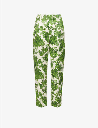 Emilia Wickstead Marcel floral-print tapered high-rise woven trousers