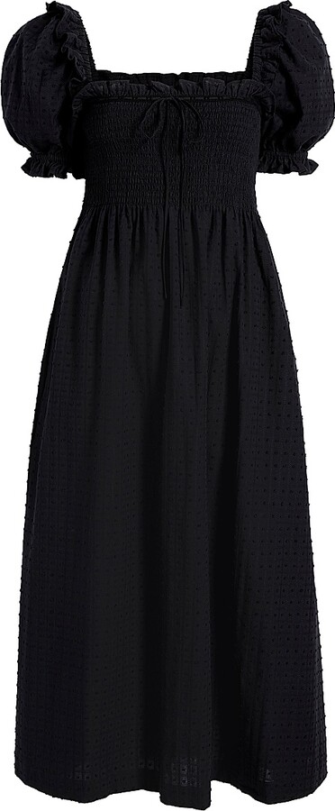 Hill House Home Women's The Scarlett Midi Nap Dress - Black Textured Dot - Size XXXS