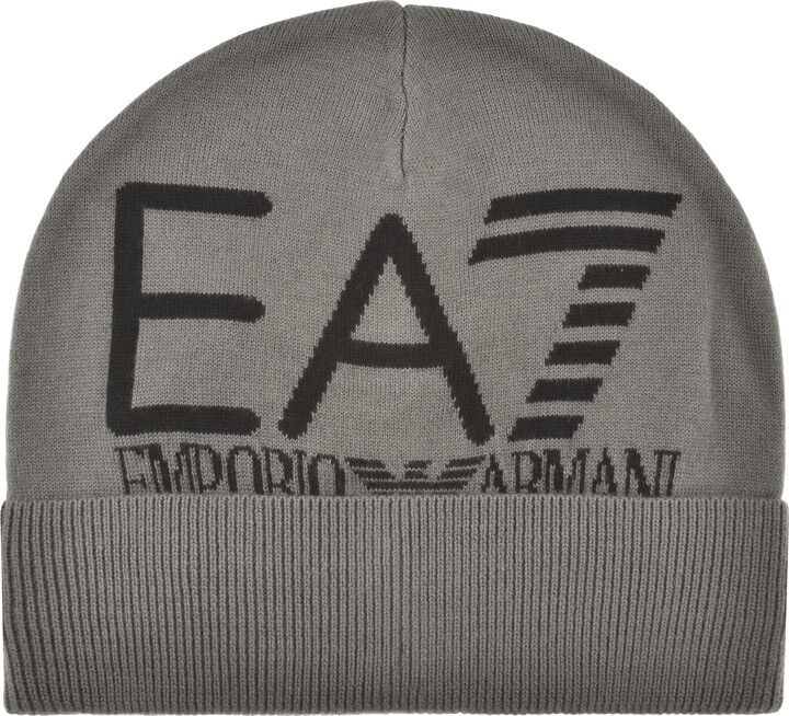 EA7 Emporio Armani Beanie Hat Grey ShopStyle