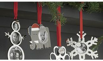 Crate & Barrel Snowman Photo Frame Ornament with 2016 Charm
