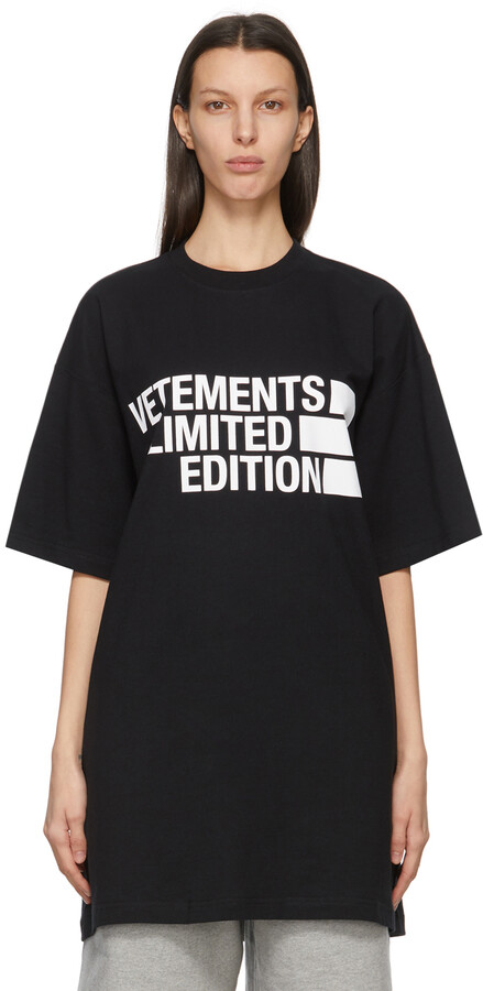Vetements Black 'Limited Edition' Logo T-Shirt - ShopStyle