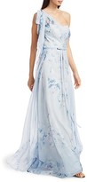 Thumbnail for your product : Marchesa Notte One-Shoulder Floral Chiffon Pleated Gown