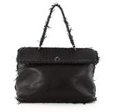 Bottega Veneta Tiina Bag Fringe Leather With Intrecciato Detail Large