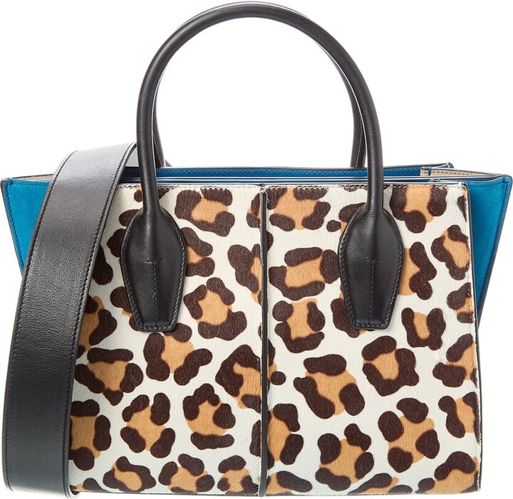 Tod's TOD’s Logo Haircalf & Suede Tote