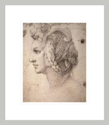 Red Barrel Studio Study of Head by Michelangelo Buonarroti -Framed Giclee Print