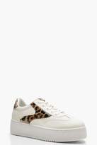 Thumbnail for your product : boohoo Leopard Panel Platform Sneakers