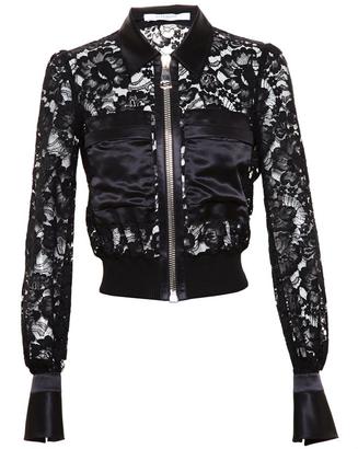 Givenchy Cropped Lace Jacket with Silk-Satin Trim