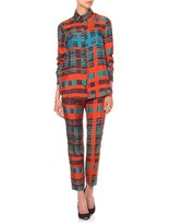 Thumbnail for your product : Peter Som Emerald Plaid Silk Blouse