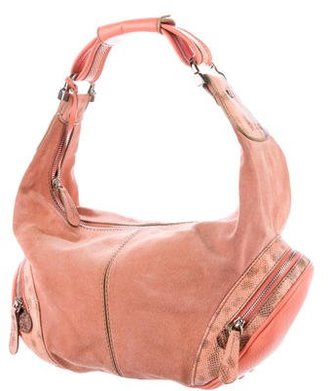 Tod's Karung-Trimmed Suede Hobo